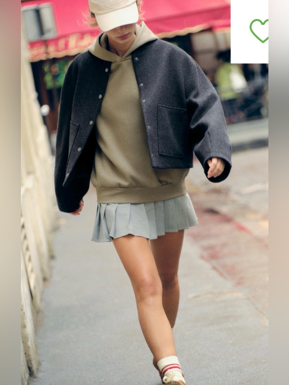 Zara Light Gray Cropped Round-Neck Button Blazer